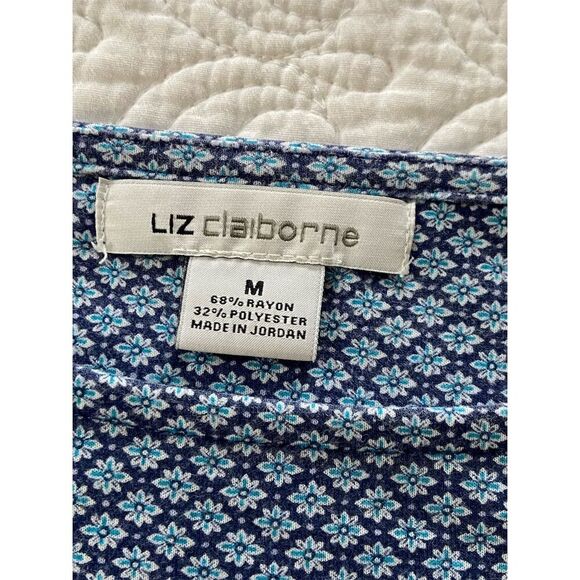 Liz Claiborne Boxy Dolman Cap Sleeve Knit Top Blue Paisley Print Size M - Picture 3 of 9